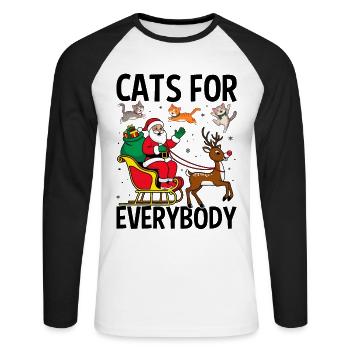 Des chats pour tout le monde - T-shirt baseball manches longues Homme - blanc/noir - Devant - Nik (191cm)