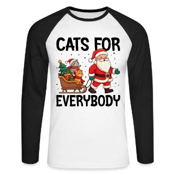 Des chats pour tout le monde - T-shirt baseball manches longues Homme - blanc/noir - Devant - Nik (191cm)