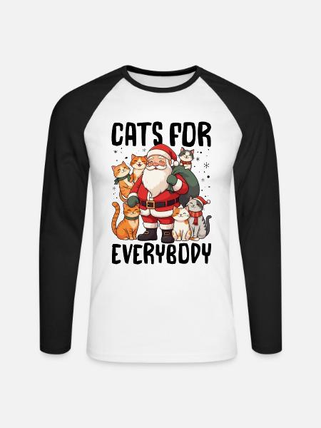 Cats For Everybody - Unisex Long Sleeve Baseball T-Shirt - white/black