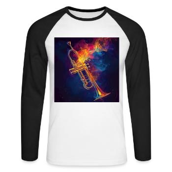 Trompete - Unisex Baseballshirt langarm - Weiß/Schwarz - Vorne - Nik (191cm)