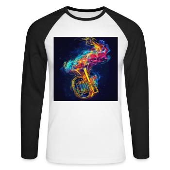 Tuba - Unisex Baseballshirt langarm - Weiß/Schwarz - Vorne - Nik (191cm)