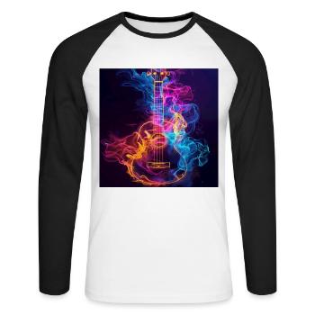 Ukulele - Unisex Baseballshirt langarm - Weiß/Schwarz - Vorne - Nik (191cm)