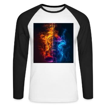 Violine - Unisex Baseballshirt langarm - Weiß/Schwarz - Vorne - Nik (191cm)