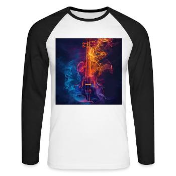 Violine - Unisex Baseballshirt langarm - Weiß/Schwarz - Vorne - Nik (191cm)