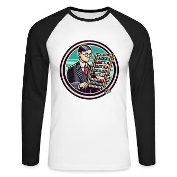 Professionnel des mathématiques : Le boulier humain - T-shirt baseball manches longues Homme - blanc/noir - Devant - Nik (191cm)