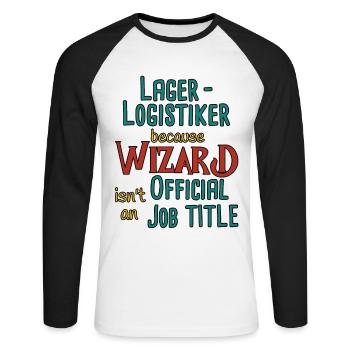 Lagerlogistiker Wizard - Unisex Baseballshirt langarm - Weiß/Schwarz - Vorne - Nik (191cm)