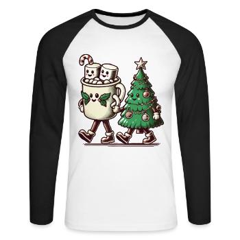 Merry Christmas Retro Style - Unisex Long Sleeve Baseball T-Shirt - white/black - Front - Nik (191cm)