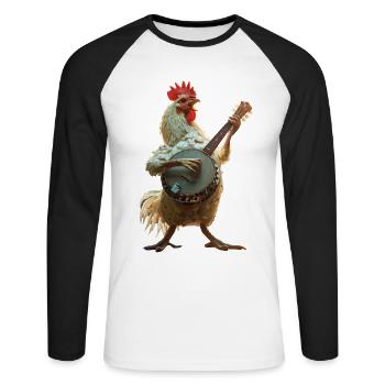 Rooster Banjo - Unisex Long Sleeve Baseball T-Shirt - white/black - Front - Nik (191cm)