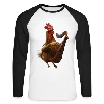 Hahn Harfe - Unisex Baseballshirt langarm - Weiß/Schwarz - Vorne - Nik (191cm)