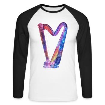 Harfe - Unisex Baseballshirt langarm - Weiß/Schwarz - Vorne - Nik (191cm)