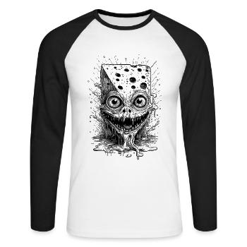 Lustiges Raclette Party T-Shirt Design - Unisex Baseballshirt langarm - Weiß/Schwarz - Vorne - Nik (191cm)