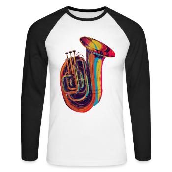 Tuba - T-shirt baseball manches longues Homme - blanc/noir - Devant - Nik (191cm)