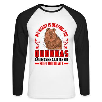 Herz schlägt für Quokka Beuteltier Quokka - Unisex Baseballshirt langarm - Weiß/Schwarz - Vorne - Nik (191cm)