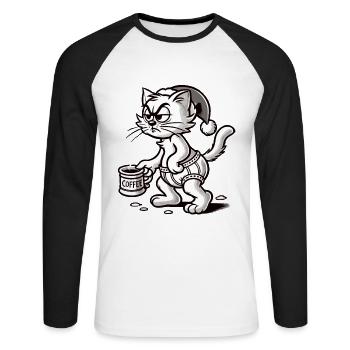 Amateur de café de Noël - T-shirt baseball manches longues Homme - blanc/noir - Devant - Nik (191cm)