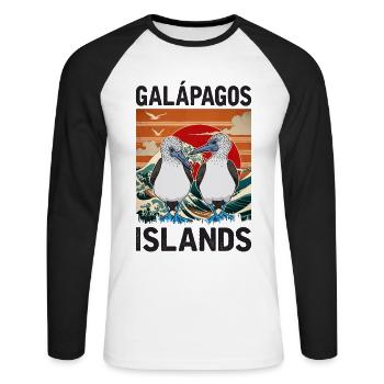 Îles Galapagos - T-shirt baseball manches longues Homme - blanc/noir - Devant - Nik (191cm)