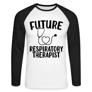 Futur inhalothérapeute Soutien en santé pulmonaire - T-shirt baseball manches longues Homme - blanc/noir - Devant - Nik (191cm)
