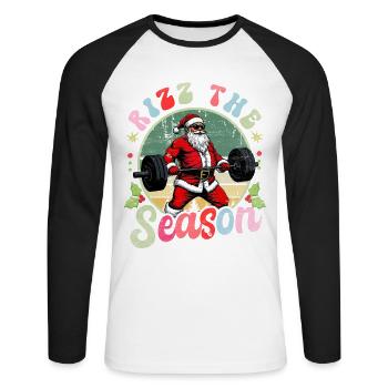 Rizz the Season Funny Santa Claus Christmas - Unisex Long Sleeve Baseball T-Shirt - white/black - Front - Nik (191cm)