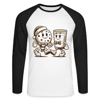 Christmas Vintage Mascot Biscuit and Milk - Unisex Long Sleeve Baseball T-Shirt - white/black - Front - Nik (191cm)