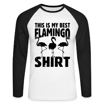 C’est ma meilleure chemise de flamant rose - Flamingo - T-shirt baseball manches longues Homme - blanc/noir - Devant - Nik (191cm)