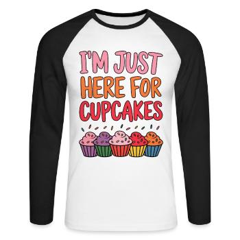 Cupcake Spruch Cupcakes Lustiges Cupcake Geschenk - Unisex Baseballshirt langarm - Weiß/Schwarz - Vorne - Nik (191cm)