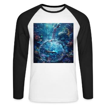 Banjo - Unisex Baseballshirt langarm - Weiß/Schwarz - Vorne - Nik (191cm)