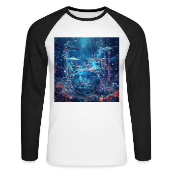 Schlagzeug - Unisex Baseballshirt langarm - Weiß/Schwarz - Vorne - Nik (191cm)