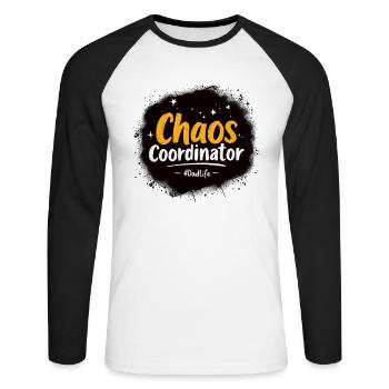 Coordinateur du chaos #DadLife drôle de papa disant - T-shirt baseball manches longues Homme - blanc/noir - Devant - Nik (191cm)