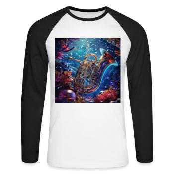 Tuba - Unisex Baseballshirt langarm - Weiß/Schwarz - Vorne - Nik (191cm)