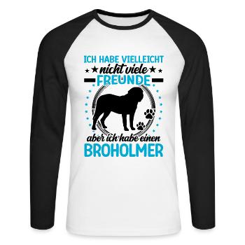 Broholmer est mon ami Broholmer - T-shirt baseball manches longues Homme - blanc/noir - Devant - Nik (191cm)