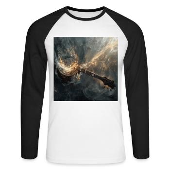 Banjo - Unisex Baseballshirt langarm - Weiß/Schwarz - Vorne - Nik (191cm)