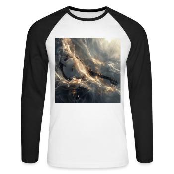 Banjo - Unisex Baseballshirt langarm - Weiß/Schwarz - Vorne - Nik (191cm)