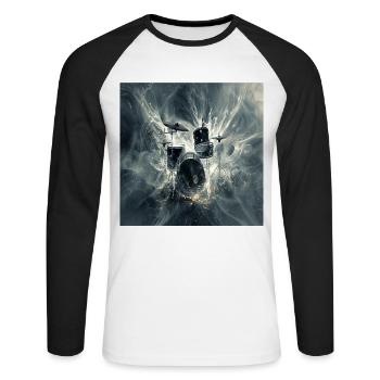 Schlagzeug - Unisex Baseballshirt langarm - Weiß/Schwarz - Vorne - Nik (191cm)