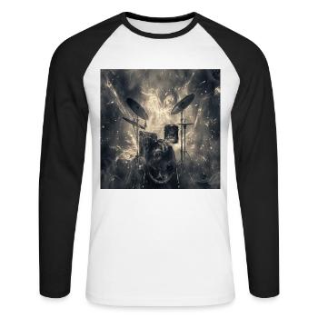 Schlagzeug - Unisex Baseballshirt langarm - Weiß/Schwarz - Vorne - Nik (191cm)