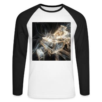 Klavier - Unisex Baseballshirt langarm - Weiß/Schwarz - Vorne - Nik (191cm)