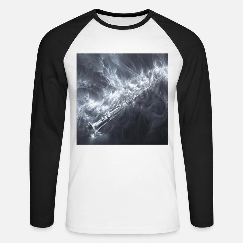 Querflöte - Unisex Baseballshirt langarm - Weiß/Schwarz