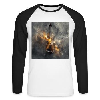 Violine - Unisex Baseballshirt langarm - Weiß/Schwarz - Vorne - Nik (191cm)