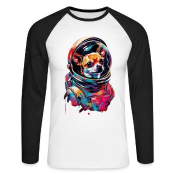 Chihuahua - Unisex Baseballshirt langarm - Weiß/Schwarz - Vorne - Nik (191cm)