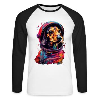 Dackel - Unisex Baseballshirt langarm - Weiß/Schwarz - Vorne - Nik (191cm)