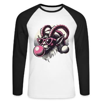 Krampus Weihnachten Sigma Male Cool - Unisex Baseballshirt langarm - Weiß/Schwarz - Vorne - Nik (191cm)