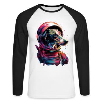 Whippet - Unisex Baseballshirt langarm - Weiß/Schwarz - Vorne - Nik (191cm)