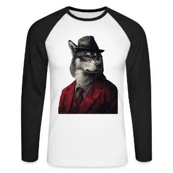 Alaskan Malamute - Unisex Baseballshirt langarm - Weiß/Schwarz - Vorne - Nik (191cm)