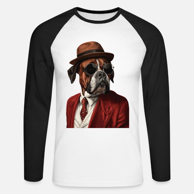 Boxer - Unisex Baseballshirt langarm - Weiß/Schwarz