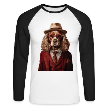 Cocker Spaniel - Unisex Baseballshirt langarm - Weiß/Schwarz - Vorne - Nik (191cm)