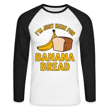 Bananenbrot Spruch Lustiges Bananenbrot Geschenk - Unisex Baseballshirt langarm - Weiß/Schwarz - Vorne - Nik (191cm)