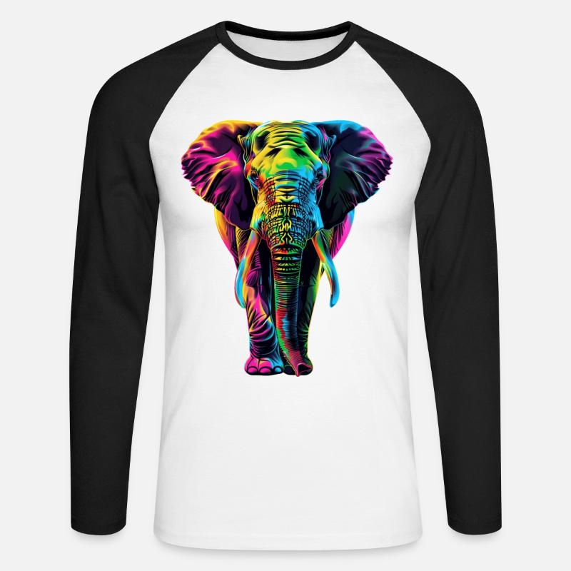 Elefant - Unisex Baseballshirt langarm - Weiß/Schwarz