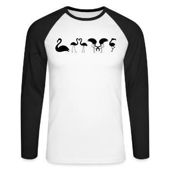 Pink Flamingo LOVE Flamingo Lover - Unisex Long Sleeve Baseball T-Shirt - white/black - Front - Nik (191cm)