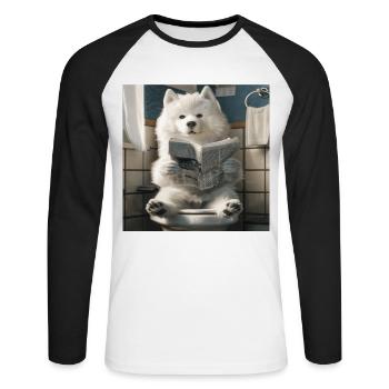 Samojede - Unisex Baseballshirt langarm - Weiß/Schwarz - Vorne - Nik (191cm)