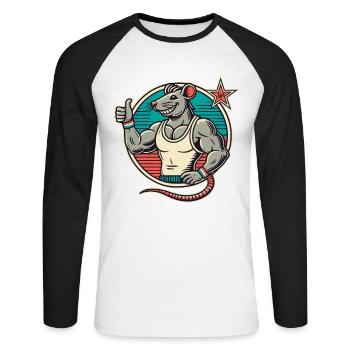 Fit Gym Rat Thumbs Up - Unisex Long Sleeve Baseball T-Shirt - white/black - Front - Nik (191cm)