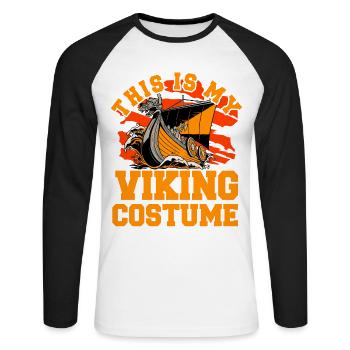 Das ist mein Wikinger Kostüm - Unisex Baseballshirt langarm - Weiß/Schwarz - Vorne - Nik (191cm)