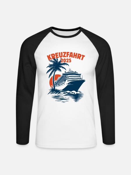Kreuzfahrt 2025, Kreuzfahrtschiff, Schiffsreise - Unisex Baseballshirt langarm - Weiß/Schwarz
